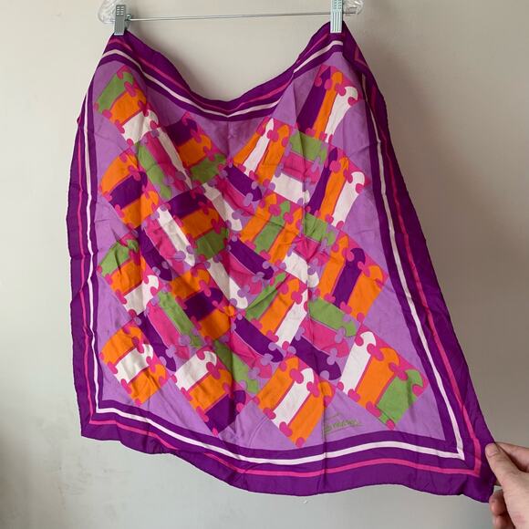 Vintage Purple Simone Rain Scarf Water Repellent Made in Japan Acetate - Picture 3 of 3